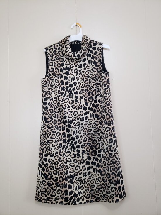 Alex Marie Dresses & Skirts - Alex Marie Womens 4 Mini Dress Leopard High Collar Sleeveless Cocktail Satin